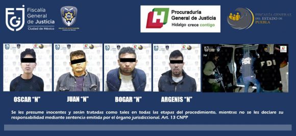 En acción conjunta, FGJ CDMX, FGE Puebla y PGJ Hidalgo rescatan a una persona privada de su libertad y desarticular banda delictiva