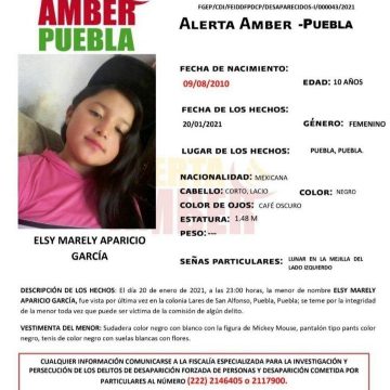 Se activa alerta amber para la niña Elsy Marely Aparicio García