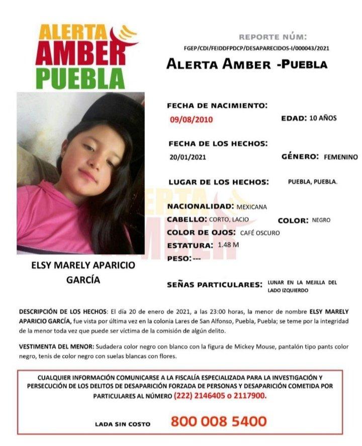 Se activa alerta amber para la niña Elsy Marely Aparicio García