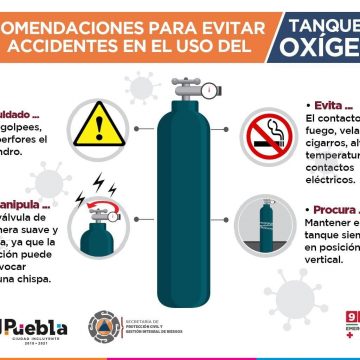 Protección Civil Municipal emite recomendaciones para el uso de tanques de oxígeno suplementario