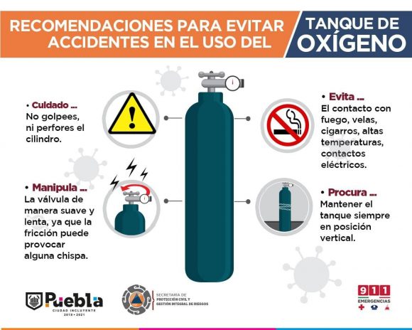 Protección Civil Municipal emite recomendaciones para el uso de tanques de oxígeno suplementario