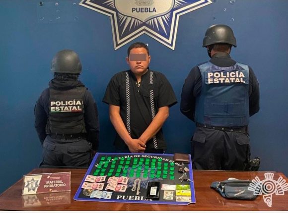 En Atlixco, Policía Estatal detiene a integrante de la banda “Sureños Crazy”