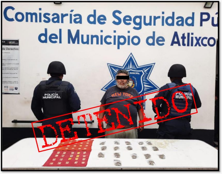 32e8242a-8294-4755-b0d2-b5e5d6051f51 Policía de Atlixco detiene a hombre con 57 dosis de drogas