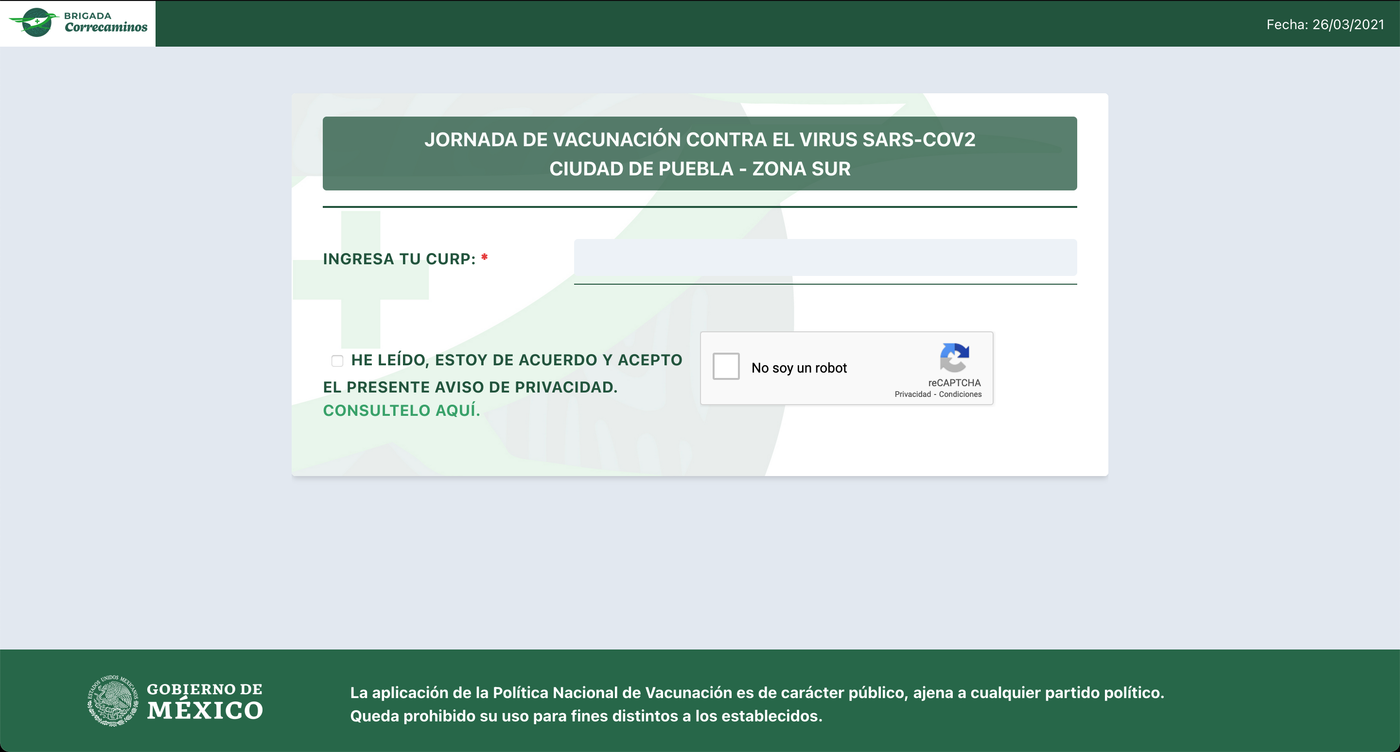 Comienza el registro de vacunación contra Covid19 para la ciudad de Puebla
