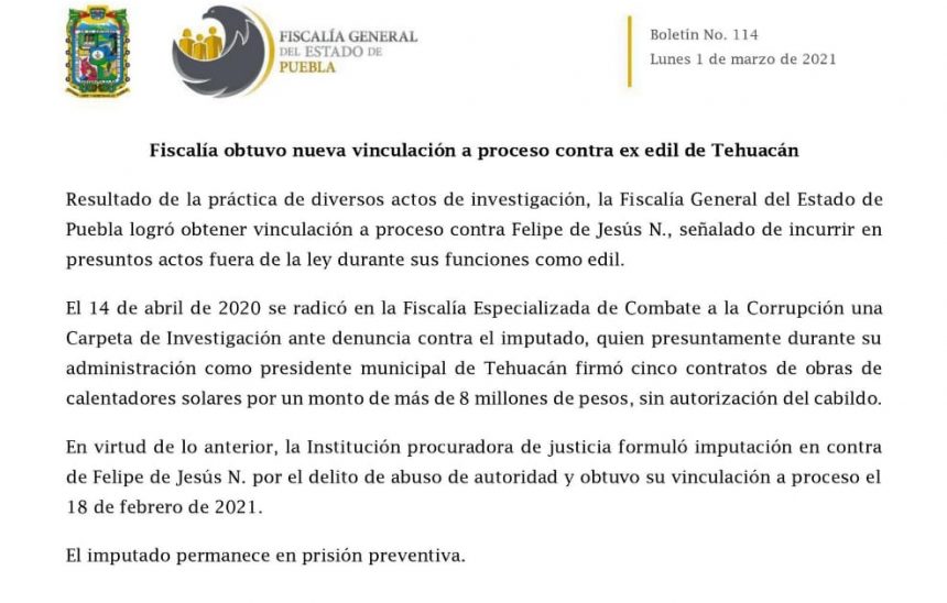 WhatsApp Image 2021-03-01 at 07.50.14 Fiscalía obtuvo nueva vinculación a proceso contra ex edil de Tehuacán