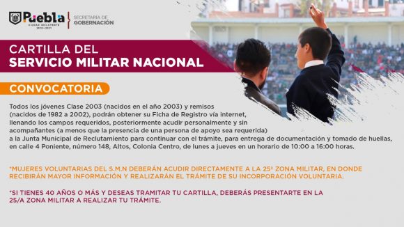 eed4ed04-871d-47eb-b07e-6f9865d12e0e Presenta Ayuntamiento de Puebla convocatoria para tramitar la cartilla militar