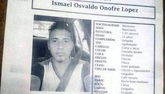 98237948721398476123-1 Persona no localizada, Ismael Osvaldo Onofre López