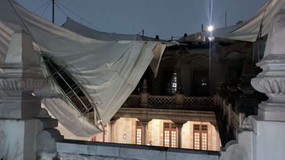 Colapsa techo del Templo Mayor por lluvia y granizo en CDMX