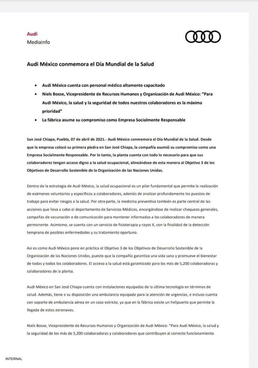 Audi México conmemora el Día Mundial de la Salud