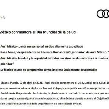 Audi México conmemora el Día Mundial de la Salud
