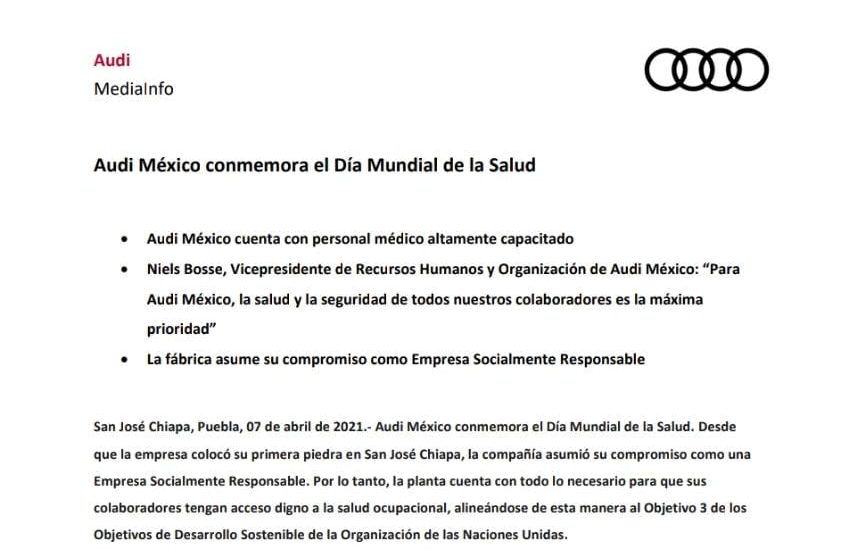 Audi México conmemora el Día Mundial de la Salud