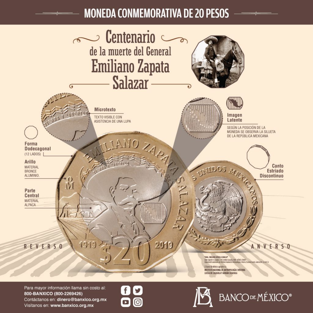 moneda conmemorativa de 20 pesos