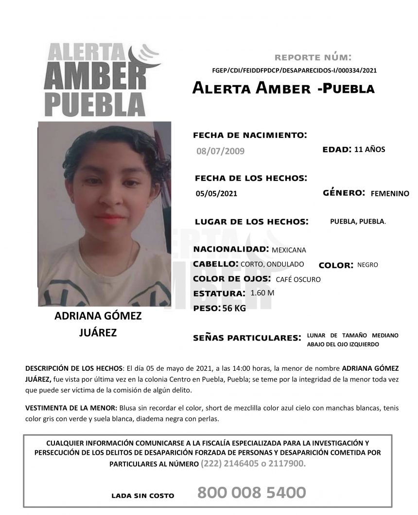 Se activa Alerta Amber para localizar a menor de 11 años