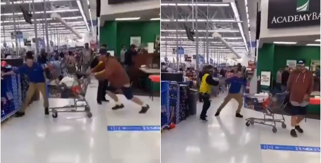 (VIDEO) Trabajador de Walmart es agredido por un cliente y este lo noquea de un golpe