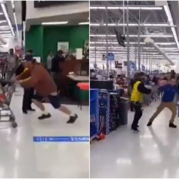 (VIDEO) Trabajador de Walmart es agredido por un cliente y este lo noquea de un golpe