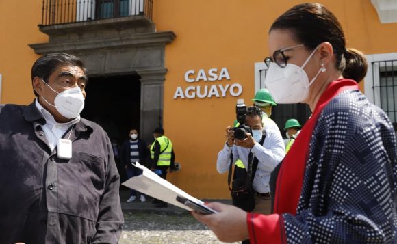 El gobernador Miguel Barbosa participó en  Simulacro