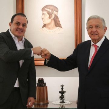 AMLO y Cuauhtémoc Blanco, Gobernador de Morelos se reúnen en Palacio Nacional