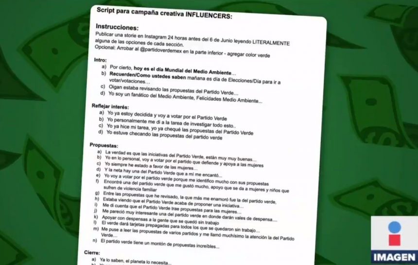 Dan a conocer guión que influencers usaron para promocionar al Partido Verde
