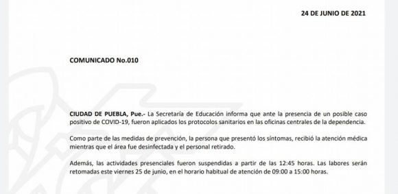 Activa SEP protocolo de evacuación por posible caso COVID en sus instalaciones