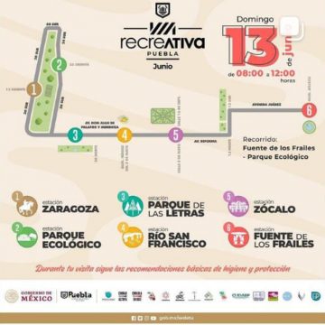 Ayuntamiento de Puebla realizará Vía Recreativa este domingo
