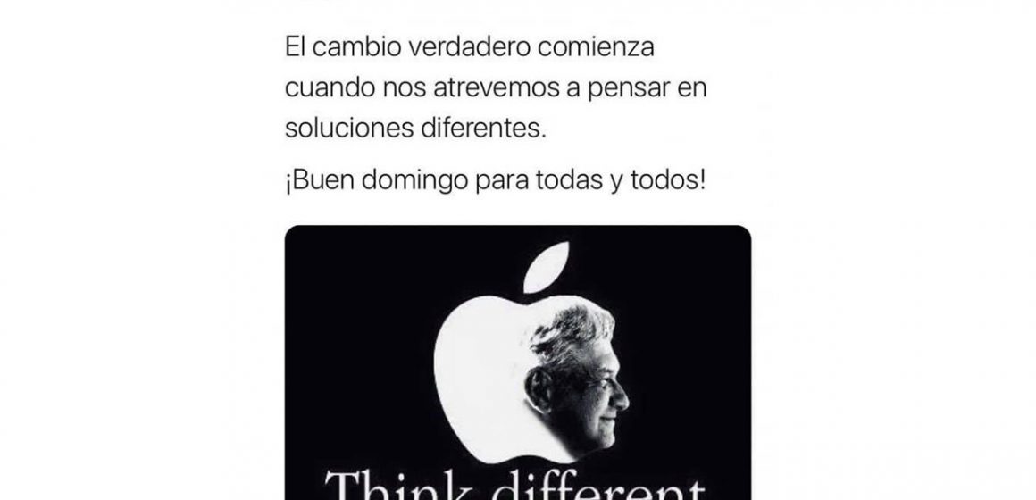 (FOTOS) Morena utiliza campaña de Apple “Think different” pero con imagen de AMLO