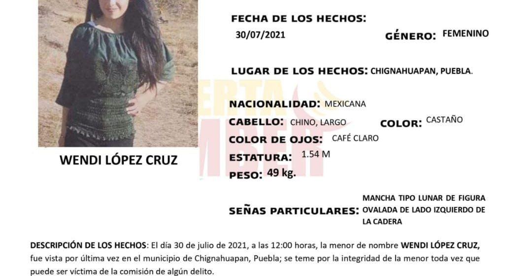 Fiscalía Puebla activa Alerta Amber para localizar a menor de 13 años