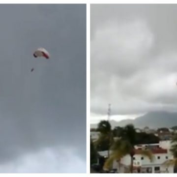 (VIDEO) Paracaídas se rompe y mujer vuela sin control en Puerto Vallarta
