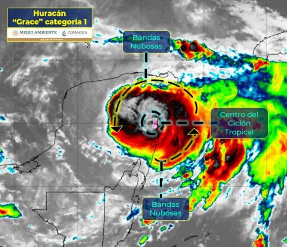 Huracán ‘Grace’ toca tierra al sur de Tulum, en Quintana Roo