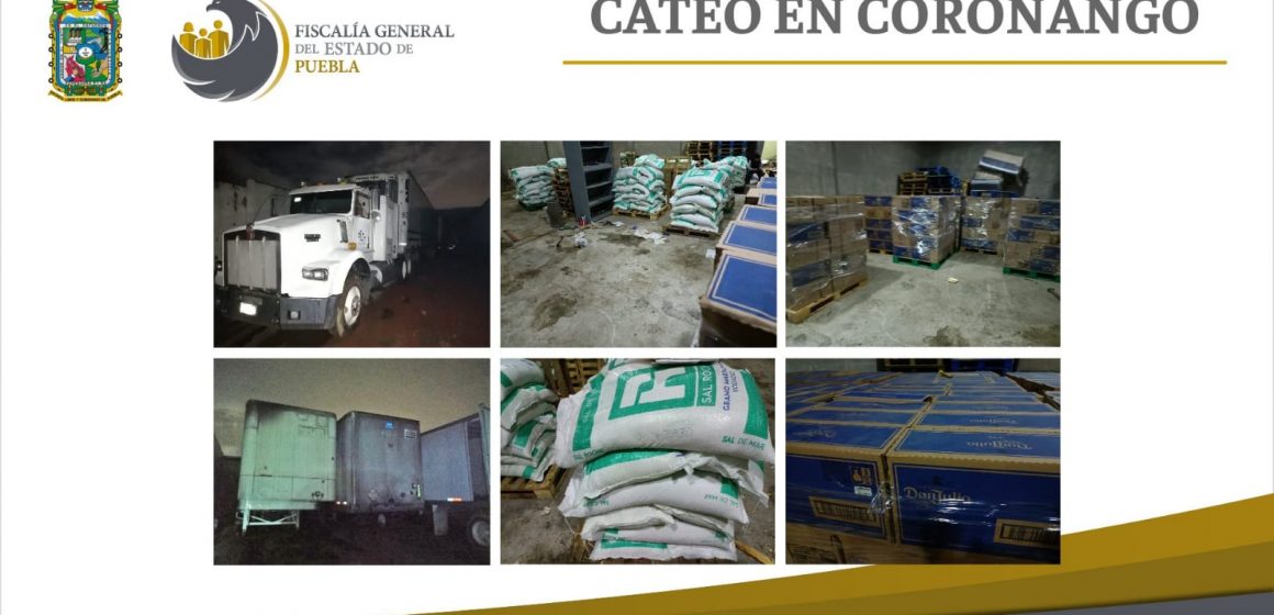 Fiscalía Puebla cateó en Coronango inmueble con mercancía robada