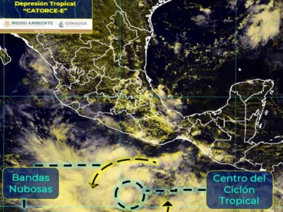 Depresión tropical 14-E se forma frente a las costas de Guerrero