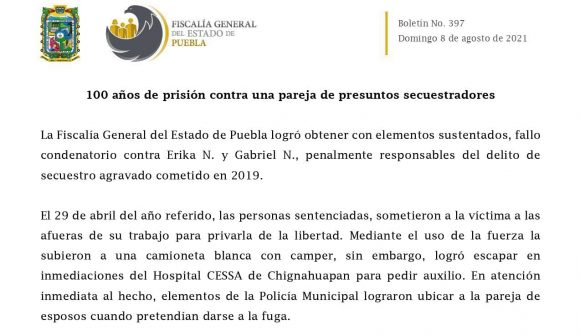 100 años de prisión contra una pareja de presuntos secuestradores
