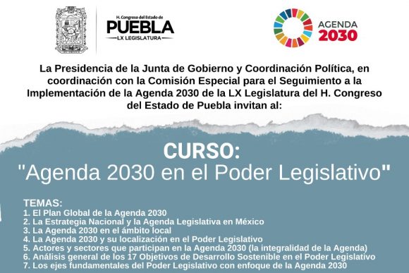 Anuncia Congreso del Estado el curso “La Agenda 2030 en el Poder Legislativo”