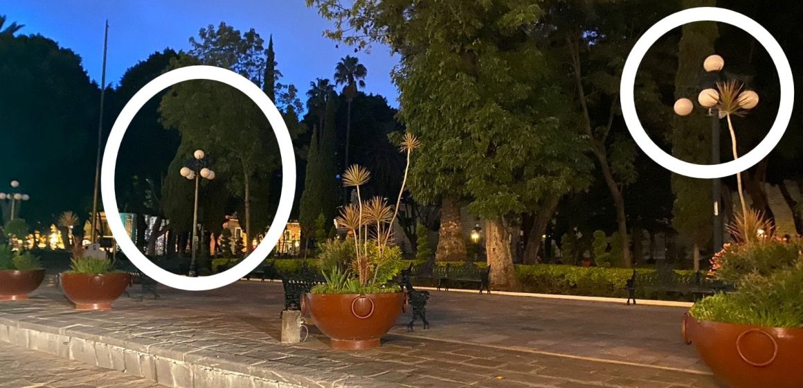 Sin funcionar luminarias del zócalo reinagurado por Sedatu y Ayuntamiento de Puebla