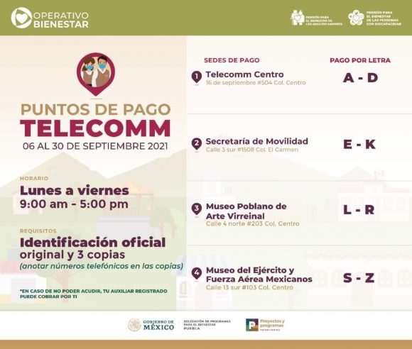 546367859807879576445634653731276312678543678545668746568754656587 Del 6 al 30 de septiembre serán los pagos para Adultos Mayores en Puebla Capital
