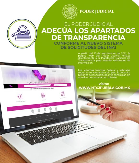 948aeb70-fc1e-4de4-931b-9e6efc1fadc1 Adecua Poder Judicial de Puebla apartados de transparencia para el nuevo sistema de solicitudes del INAI