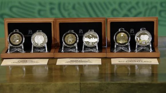 (FOTOS) Así serán las monedas conmemorativas de los 200 años de Independencia, fundación y caída de Tenochtitlan