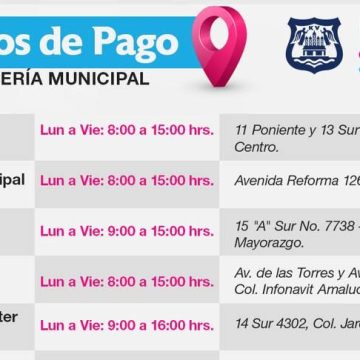 Ayuntamiento de Puebla habilita 17 puntos temporales para el pago de impuestos