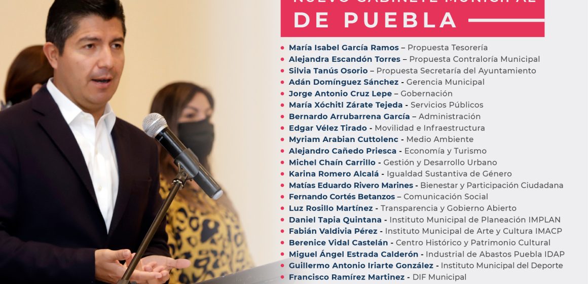 Eduardo Rivera Pérez presentó a su gabinete de trabajo para el Ayuntamiento de Puebla