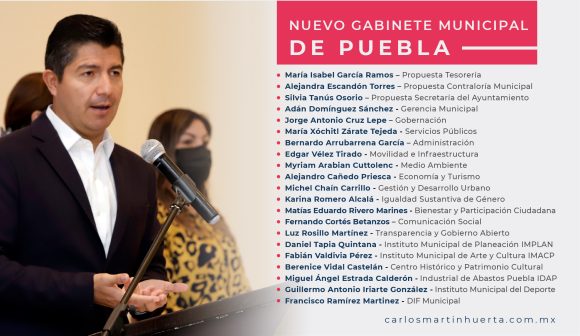 Eduardo Rivera Pérez presentó a su gabinete de trabajo para el Ayuntamiento de Puebla