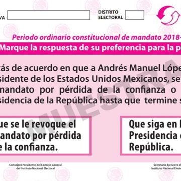 Avalan diseño de boleta para Revocación de Mandato de AMLO