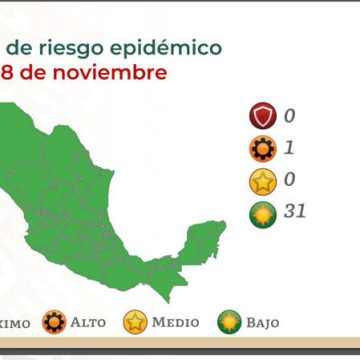 En México 31 estados se encuentran en semáforo Covid verde y uno en naranja