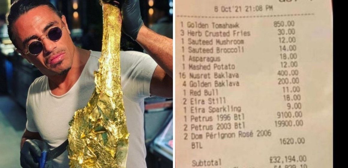 Escándaloso costo de una comida en el restaurante del famoso chef Salt Bae en Londres, más de un millón de pesos