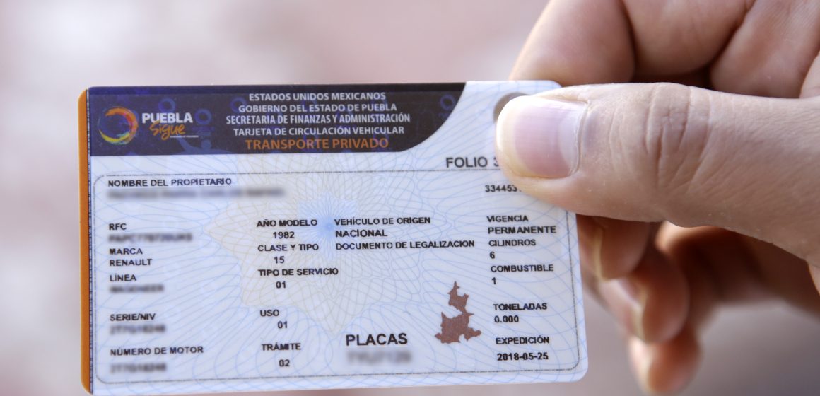 En 2022, gobierno de Puebla mantendrá condonación de pago de tarjeta de circulación