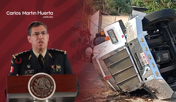 68743876542687954386795346879543867934567893549867 No pasó por puestos de revisión el tráiler con migrantes que volcó: Guardia Nacional