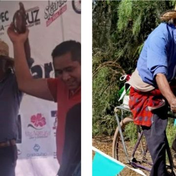 (VIDEO) A sus 86 años, abuelito participa en competencia de ciclismo con su bicicleta de panadero y sube al podio