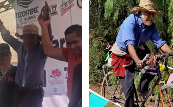 (VIDEO) A sus 86 años, abuelito participa en competencia de ciclismo con su bicicleta de panadero y sube al podio