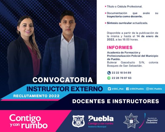 Emite SCC convocatoria de selección para instructoras e instructores externos