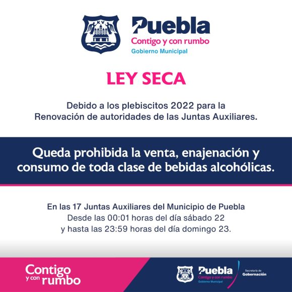 Se suspende venta de bebidas alcohólicas en las 17 juntas auxiliares de Puebla por plebiscitos