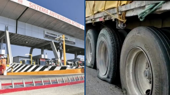 Poncha llantas Camión de carga estrena“poncha llantas”del Circuito Exterior Mexiquense