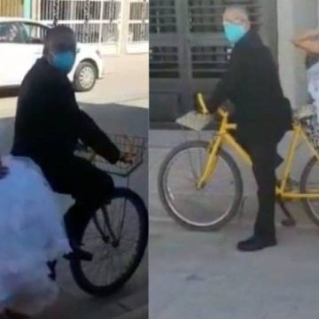 (VIDEO) Papá lleva a su hija en bicicleta el día de su boda